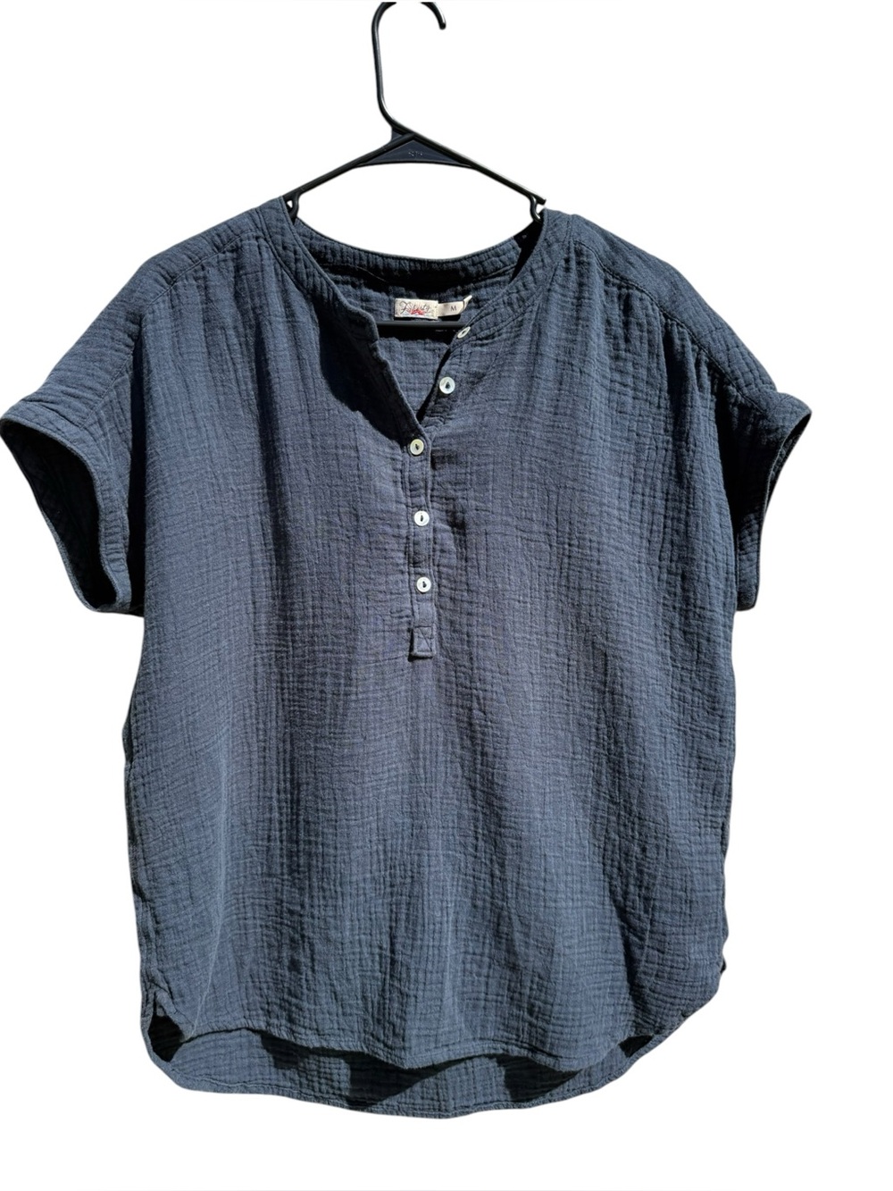 Faherty Dune Cotton Gauze Desmond Top Navy